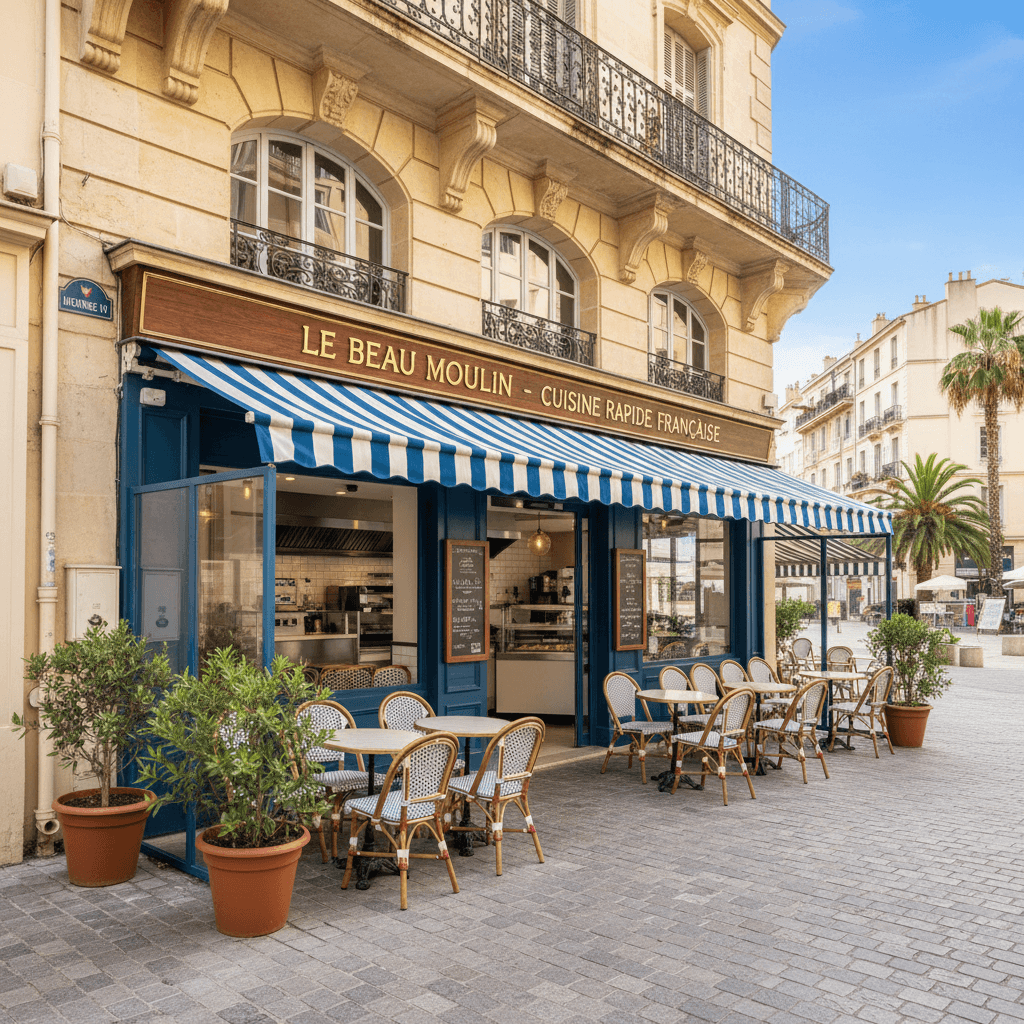 Fast-food 70m² à Marseille : terrasse - licence IV