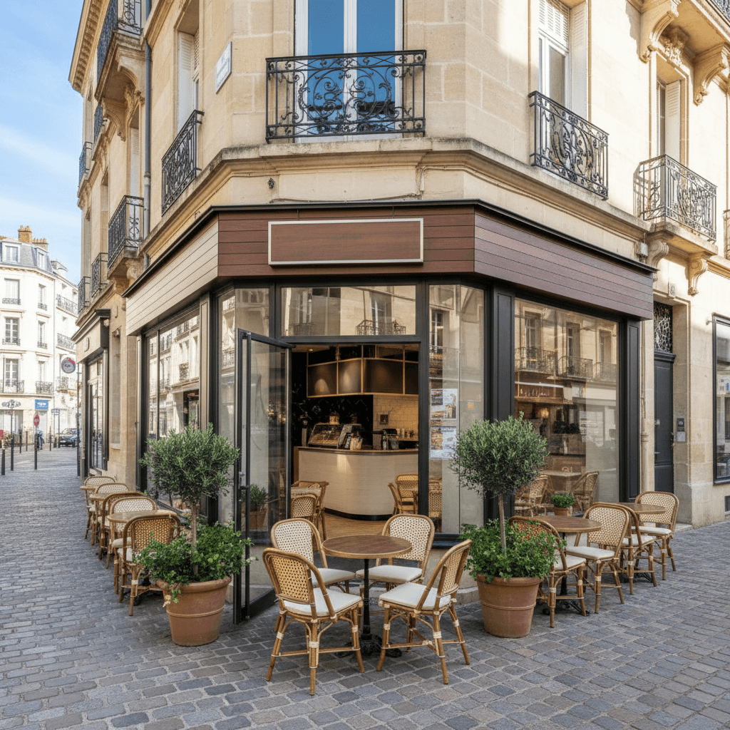 Fast-food 55m² à Bordeaux : terrasse - licence IV