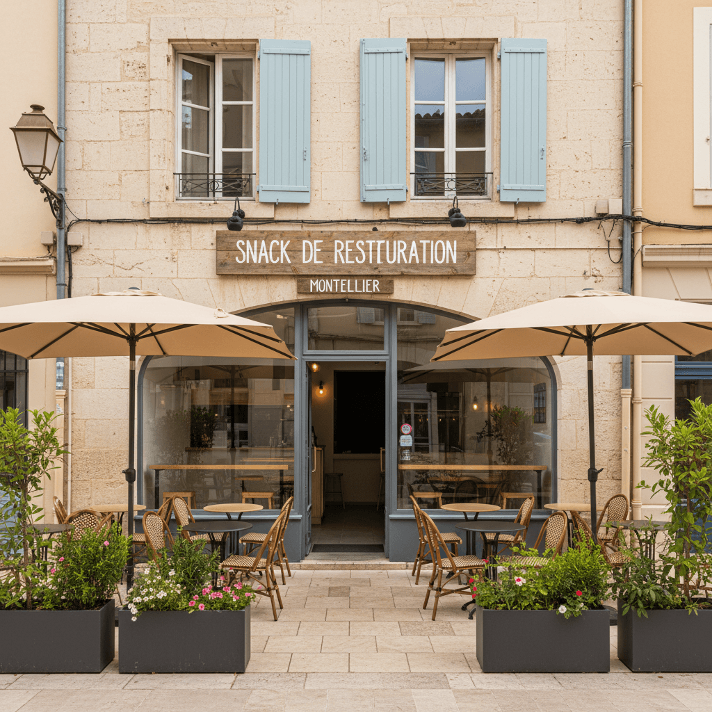 Snack 70m² à Montpellier : terrasse - chambre froide