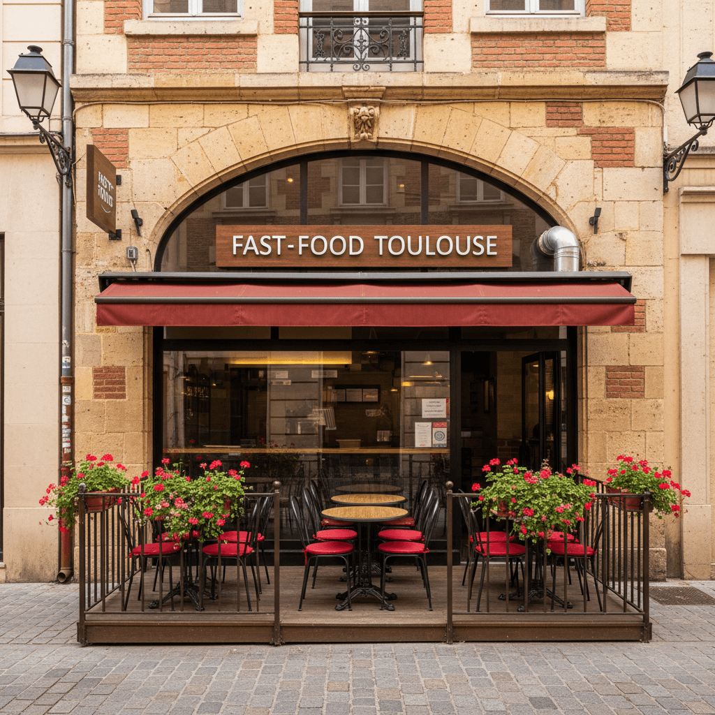Fast-food 40m² à Toulouse : terrasse - extraction