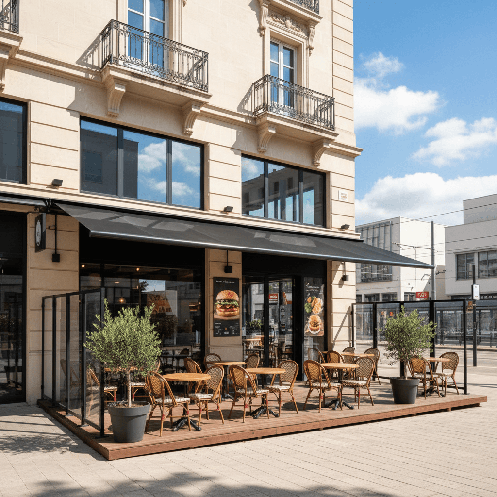 Fast-food 139m² à Montpellier : terrasse - extraction