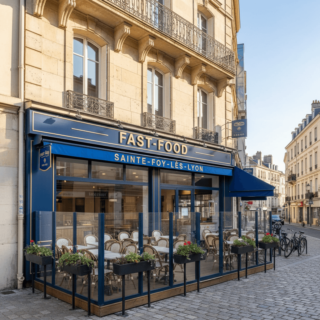 Fast-food 60m² à Sainte-Foy-Lès-Lyon : terrasse - extraction