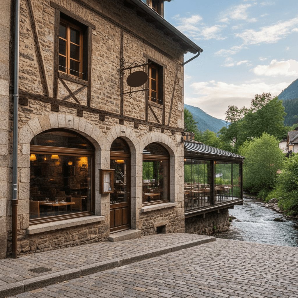 Restaurant 80m² à Grenoble : terrasse - cuisine équipée