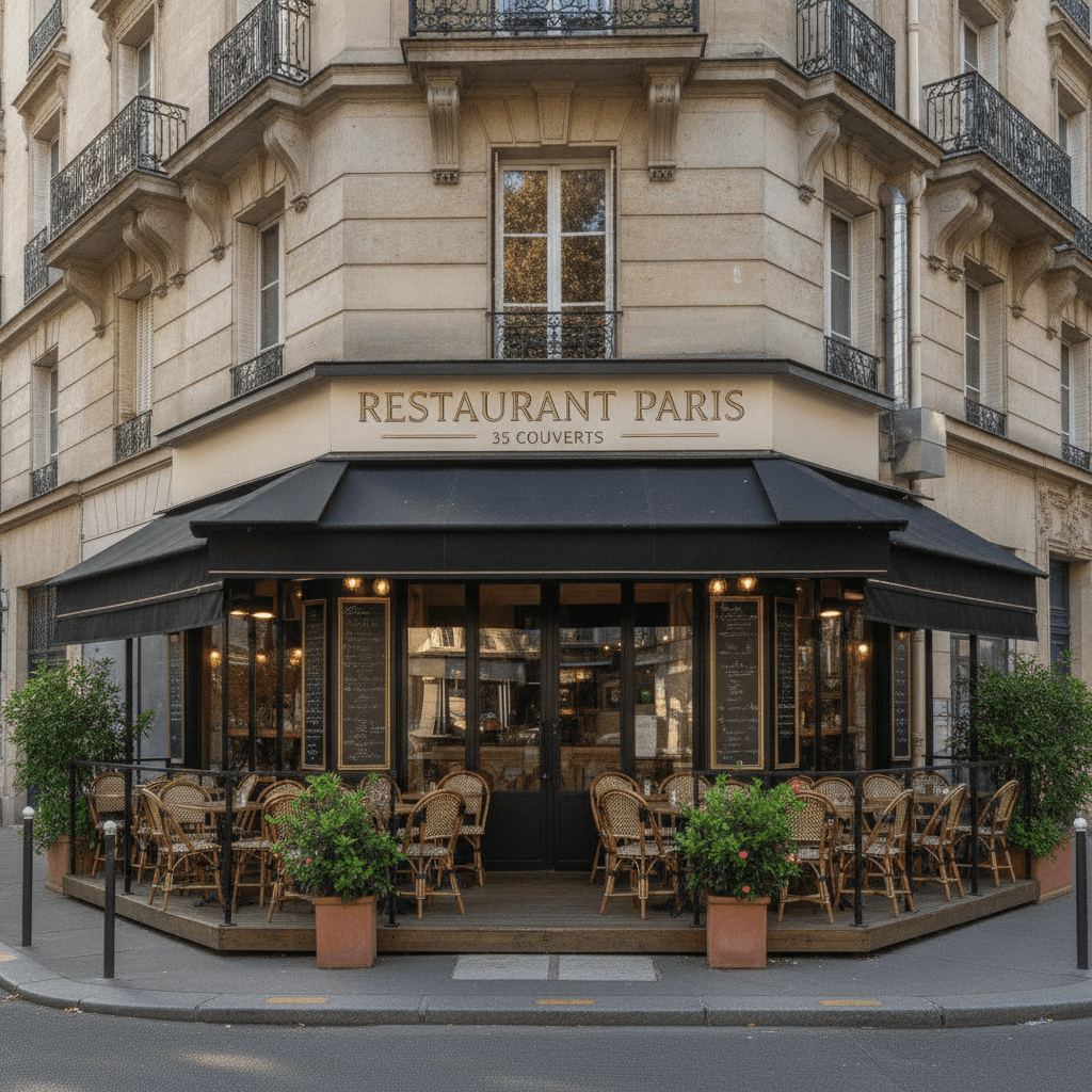Restaurant 35 couverts à Paris : terrasse - extraction