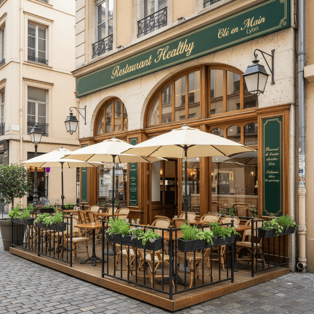 Restaurant 86m² à Lyon : terrasse - licence IV