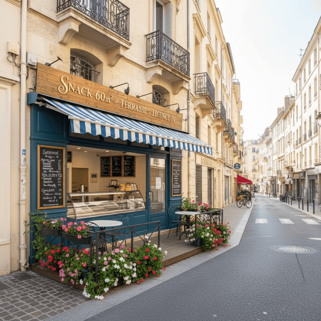 Snack 60m² à Marseille : terrasse - licence IV