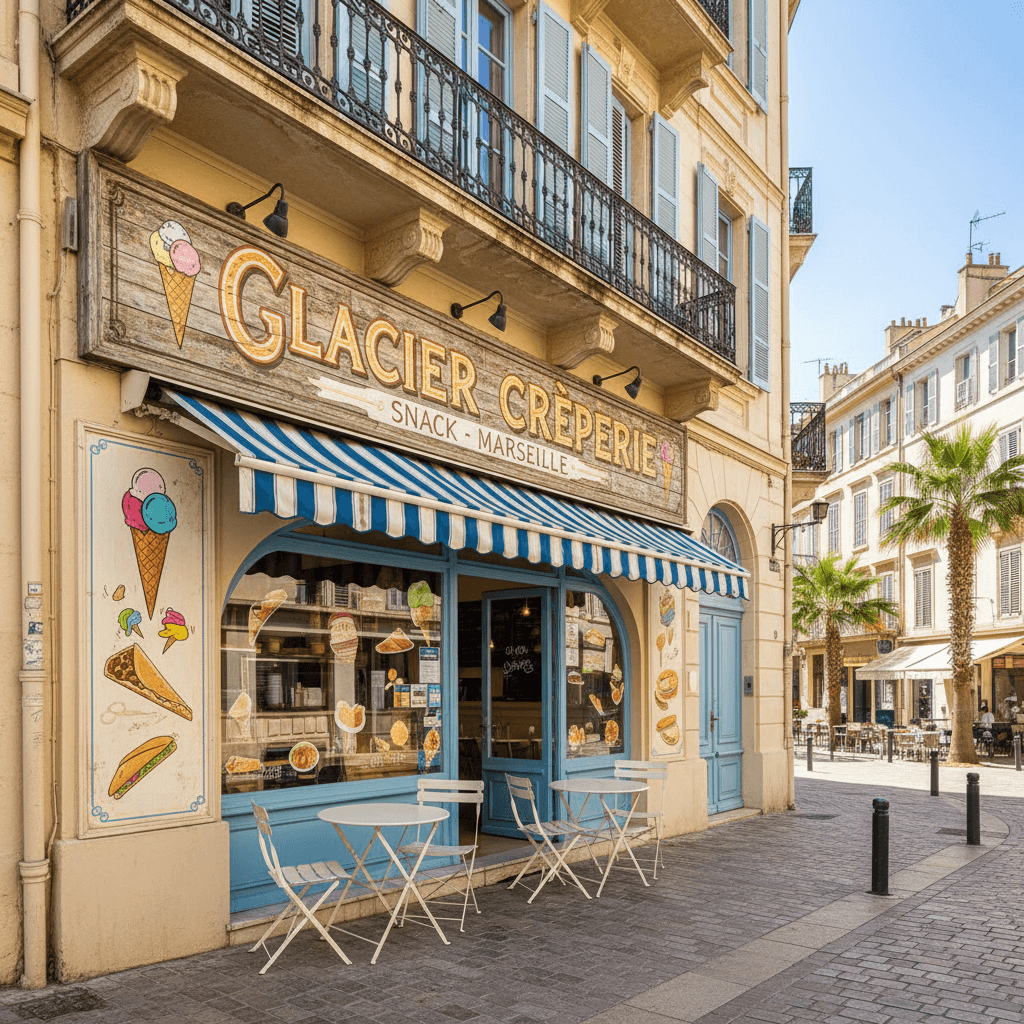 Snack 75m² à Marseille : terrasse - cuisine équipée
