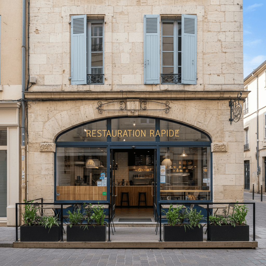 Fast-food 45m² à Montpellier : terrasse - extraction
