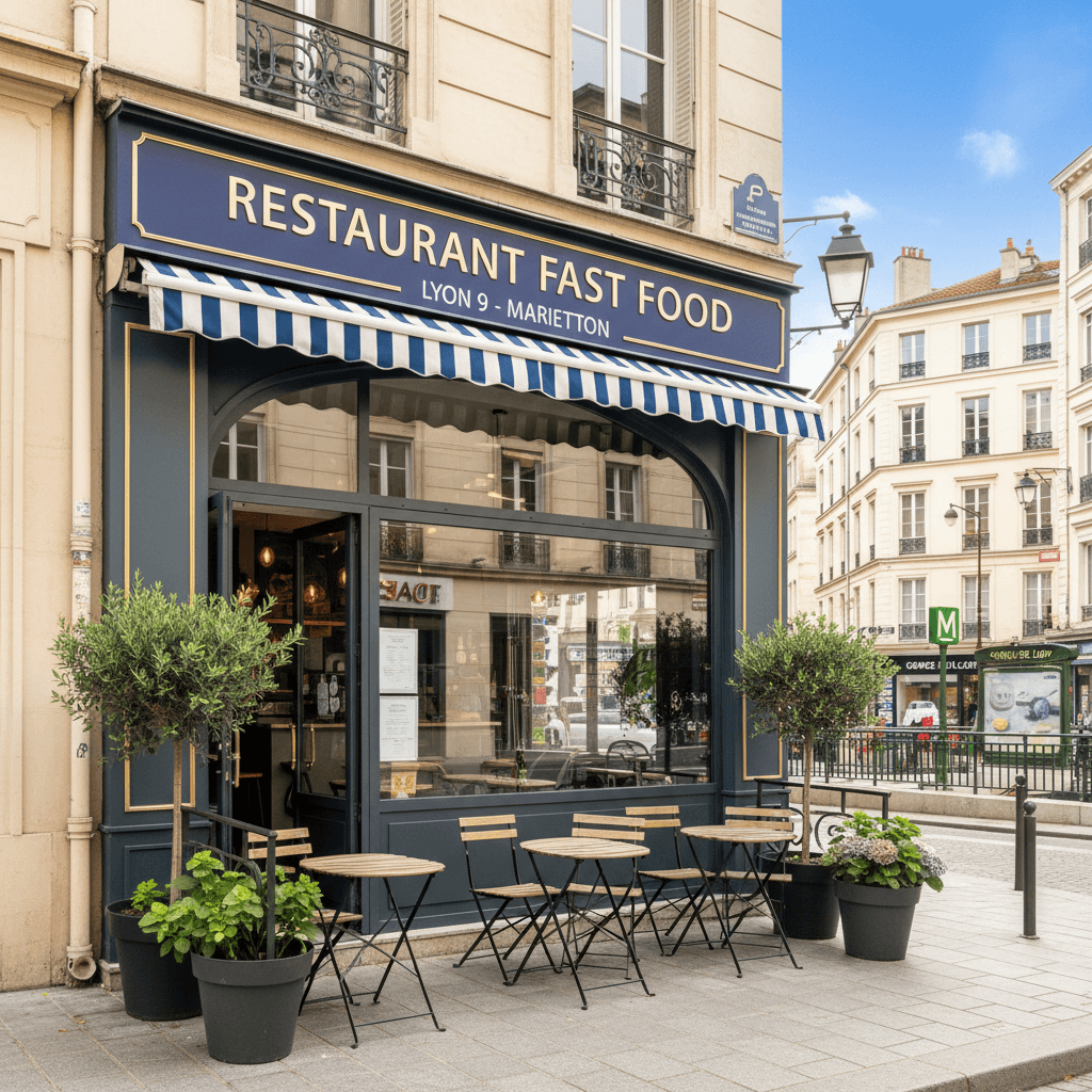 Fast-food 50m² à Lyon : terrasse - licence IV