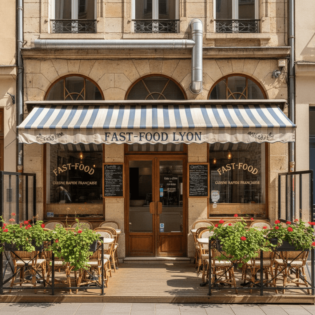 Fast-food 74m² à Lyon : terrasse - extraction