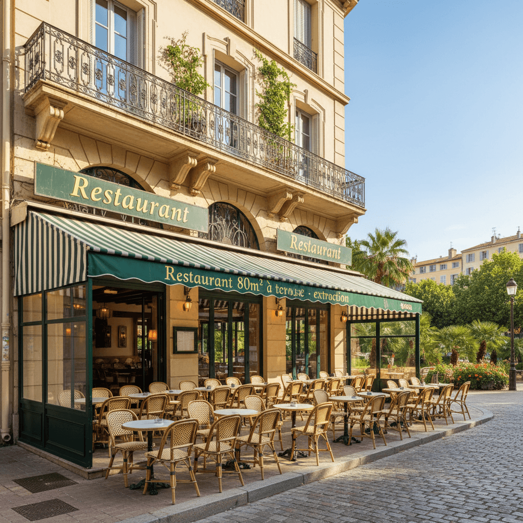 Restaurant 80m² à Nice : terrasse - extraction