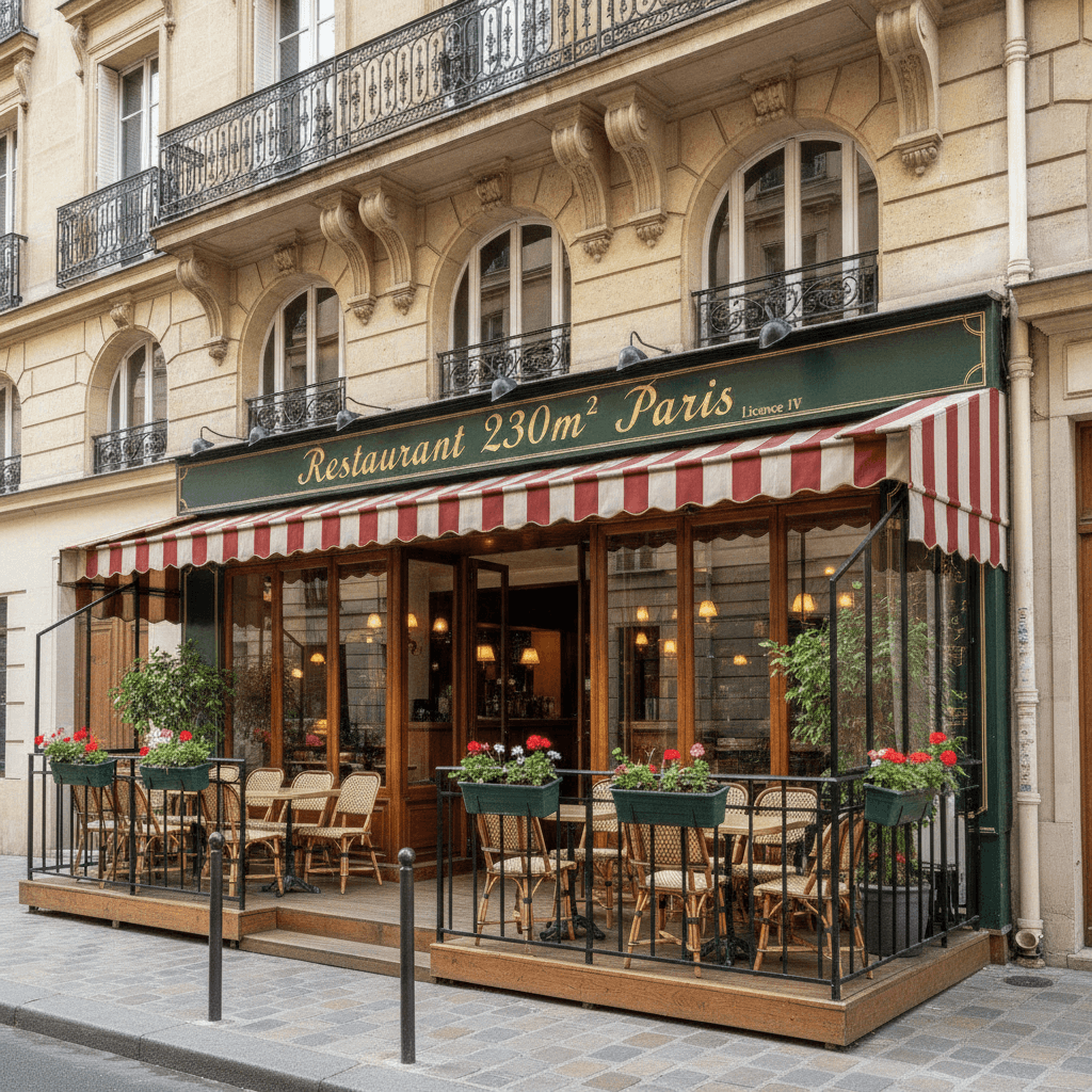 Restaurant 230m² à Paris : terrasse - licence IV