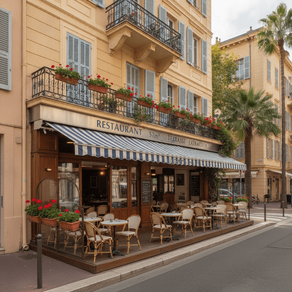 Restaurant 57m² à Nice : terrasse - extraction