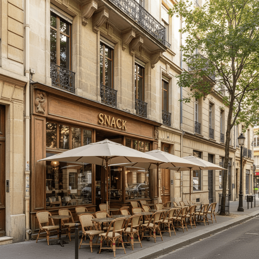Snack 112m² à Lyon : terrasse - cave/réserve