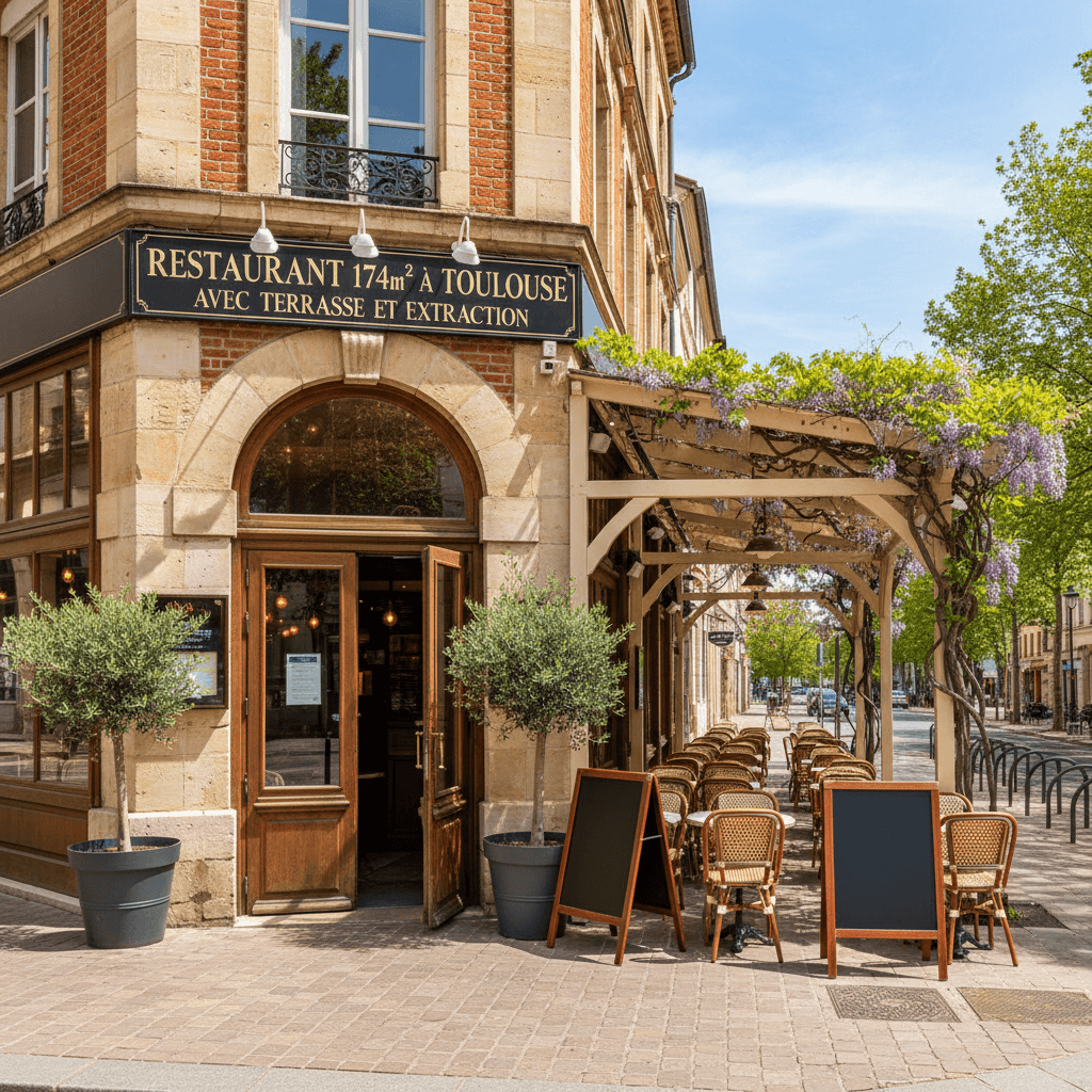 Restaurant 174m² à Toulouse : terrasse - licence IV