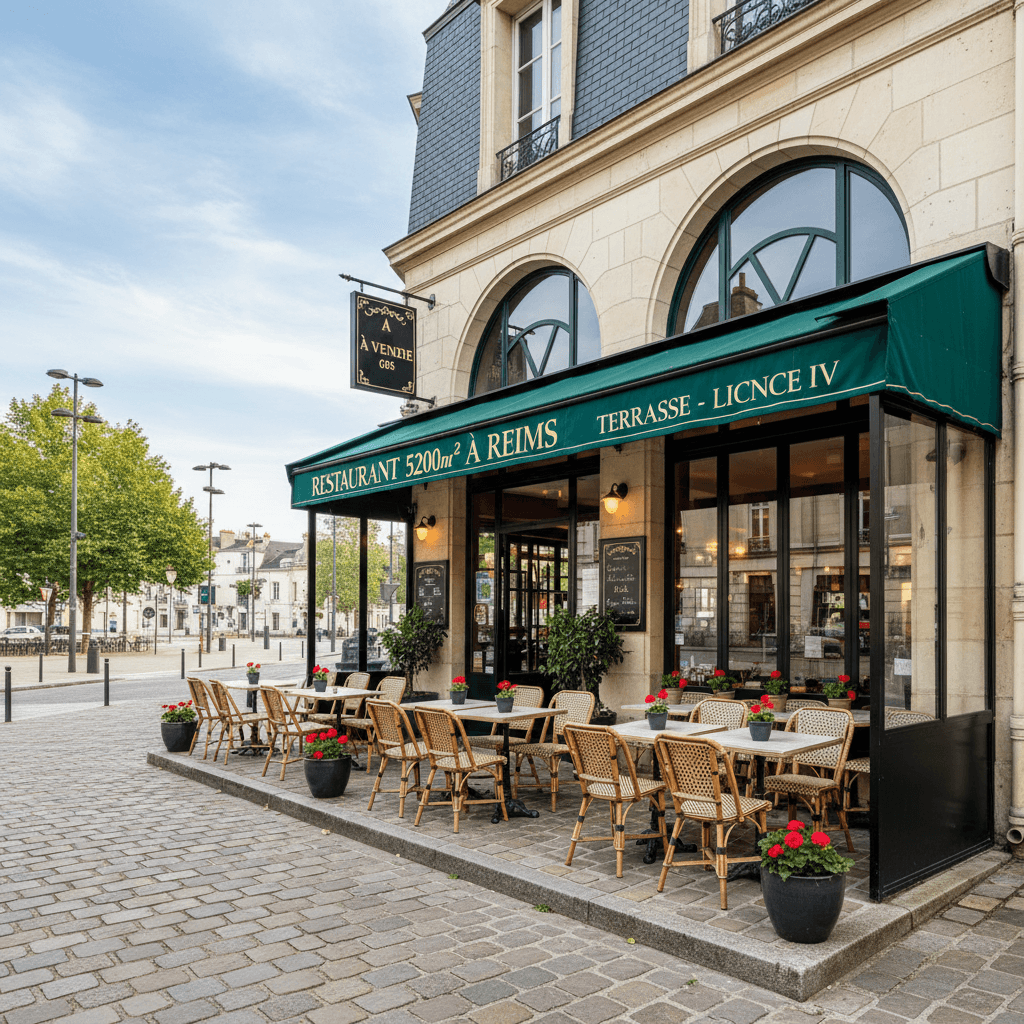 Restaurant 5200m² à Reims : terrasse - licence IV