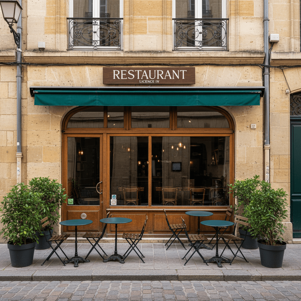 Restaurant 12 couverts à Bordeaux : terrasse - licence IV