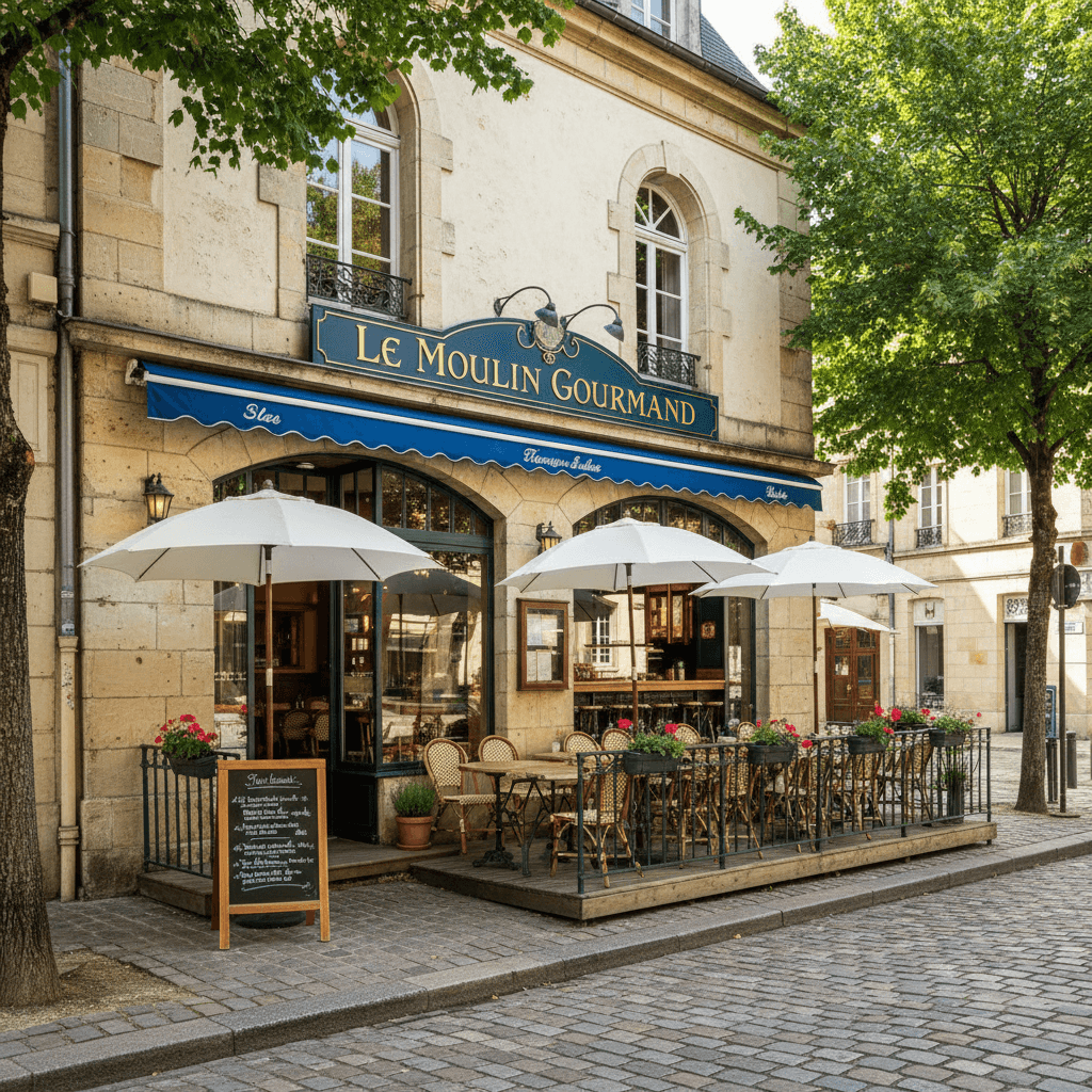 Restaurant 80m² à Reims : terrasse - cuisine équipée