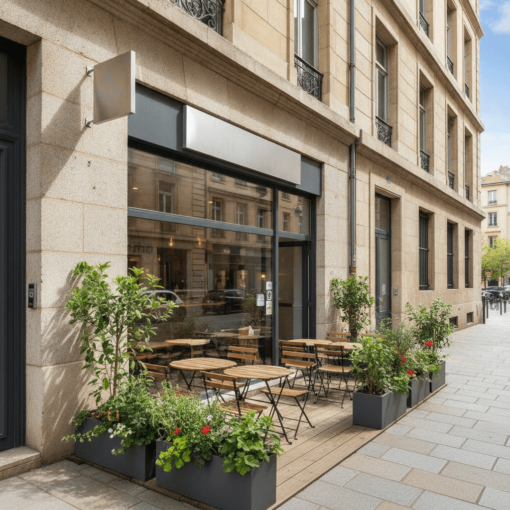 Fast-food 80m² à Lyon : terrasse - licence IV