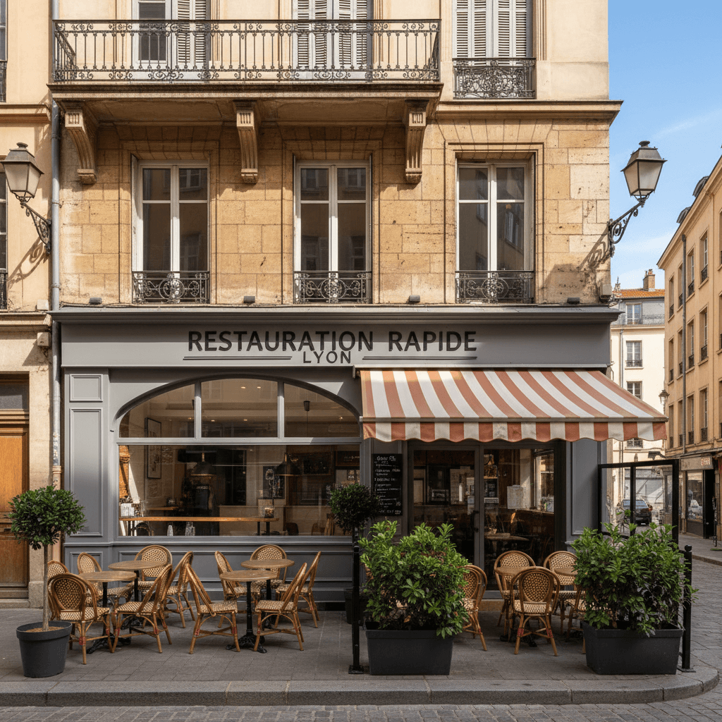 Fast-food 220m² à Lyon : terrasse - cave/réserve