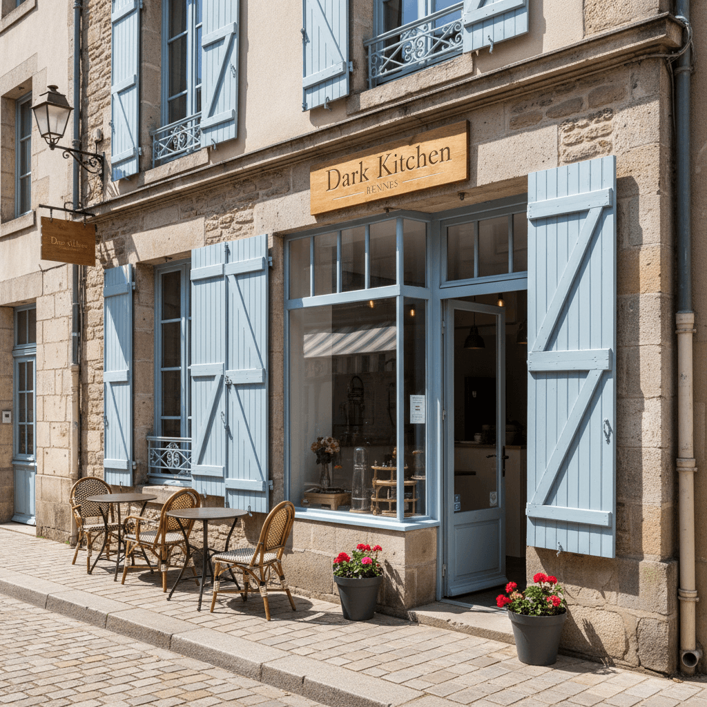 Dark kitchen 36m² à Rennes : extraction - cuisine équipée