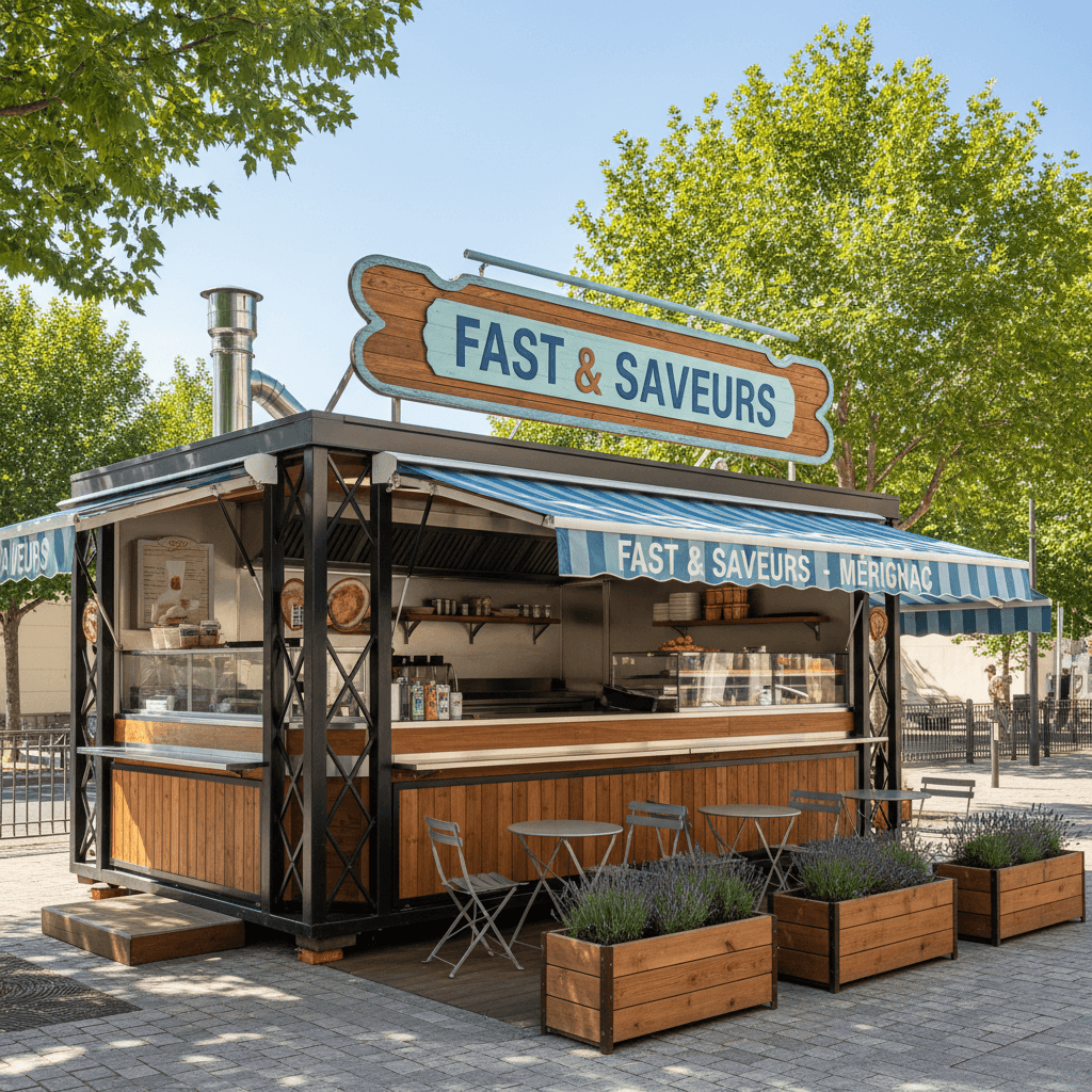Fast-food 15m² à Mérignac : terrasse - extraction