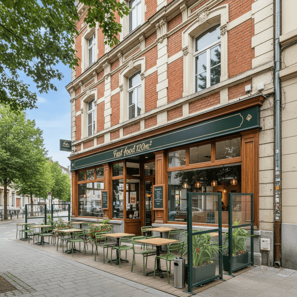 Fast-food 120m² à Lille : terrasse - licence IV
