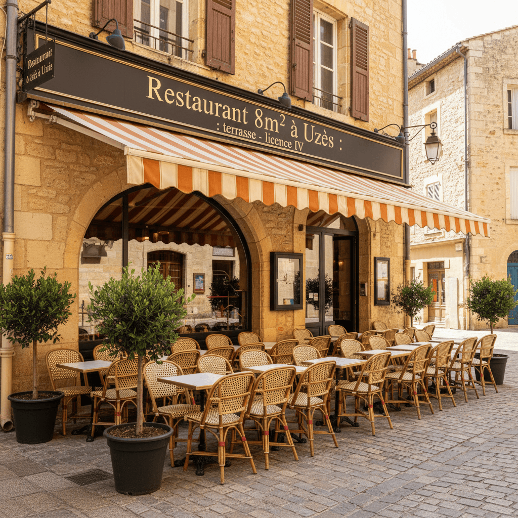 Restaurant 8m² à Uzès : terrasse - licence IV