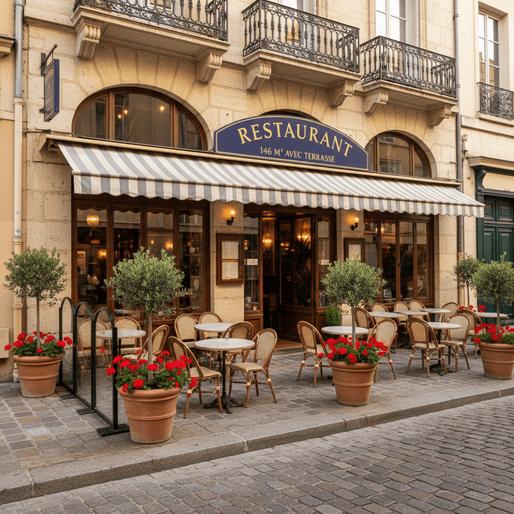 Restaurant 146m² à Lyon : terrasse - extraction