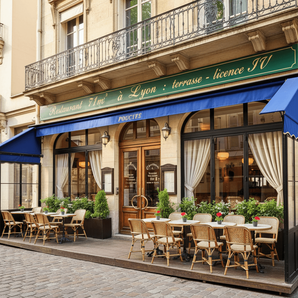 Restaurant 71m² à Lyon : terrasse - licence IV