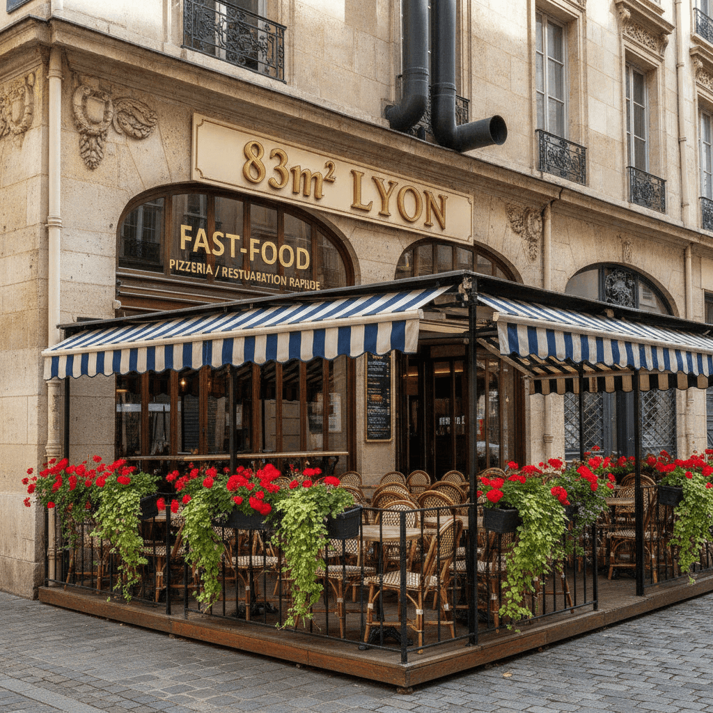 Fast-food 83m² à Lyon : terrasse - extraction
