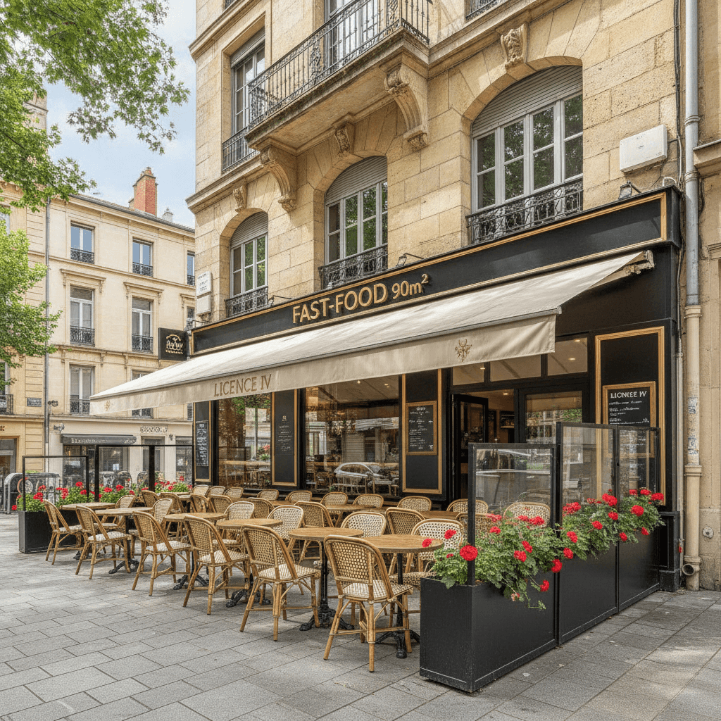 Fast-food 90m² à Lyon : terrasse - licence IV