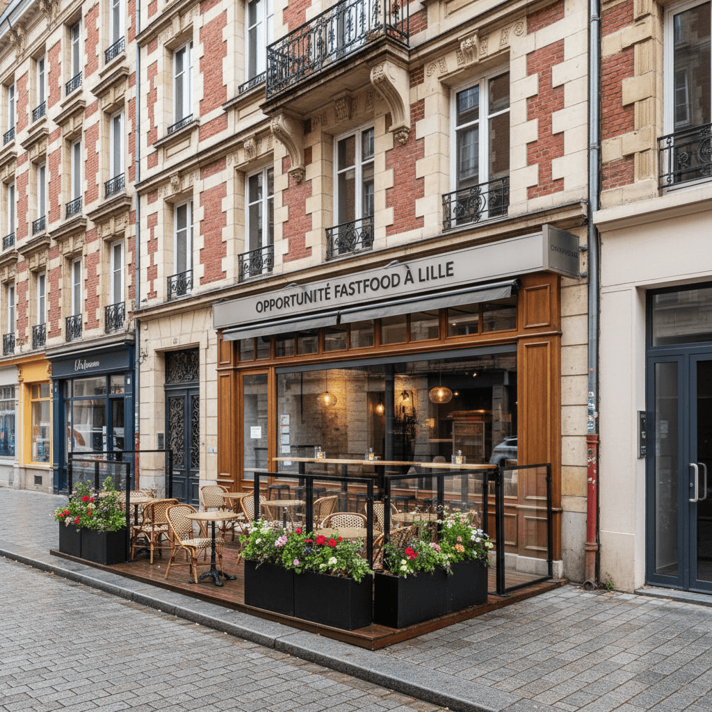 Fast-food 100m² à Lille : terrasse - licence IV