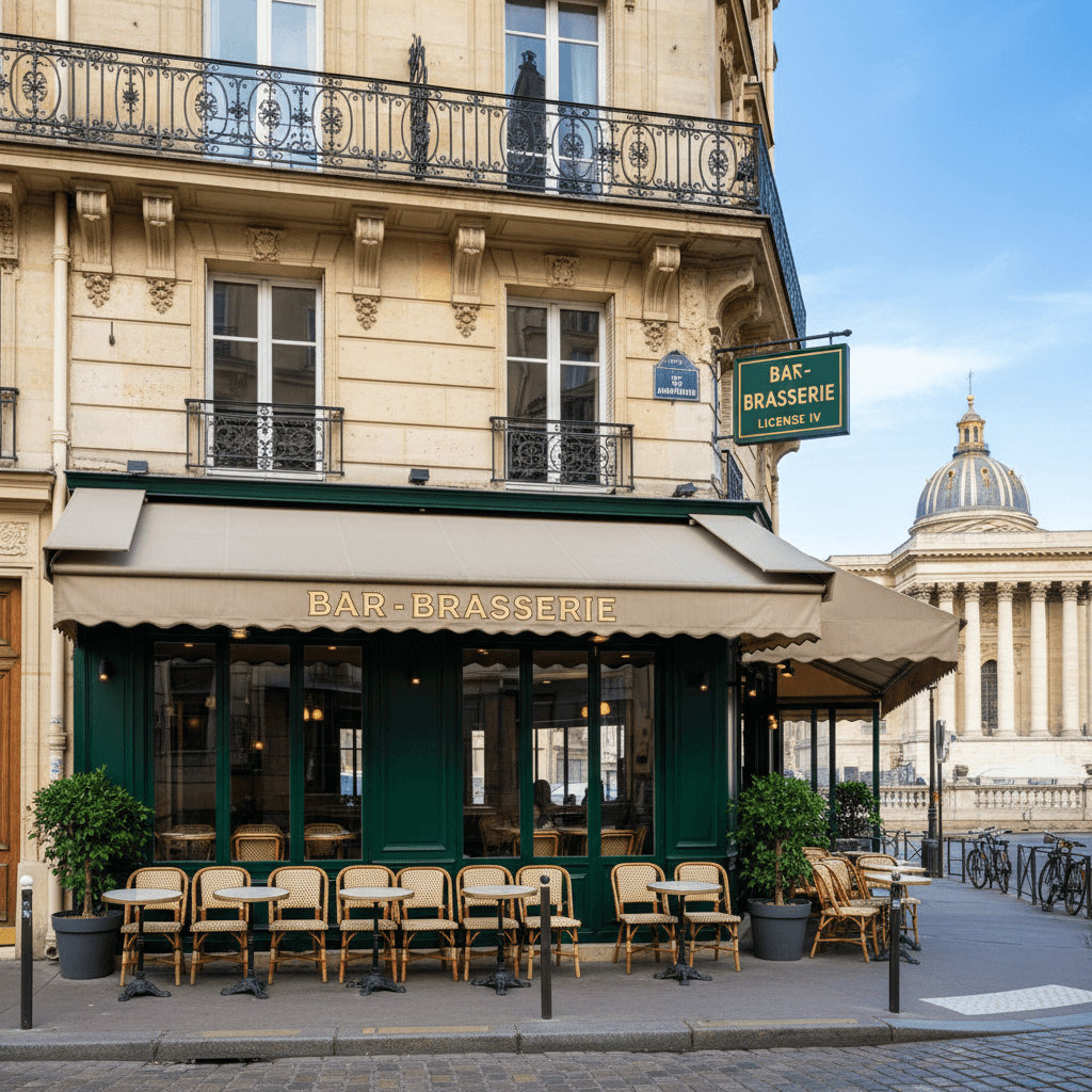 Bar-brasserie 48 couverts à Paris : terrasse - licence IV