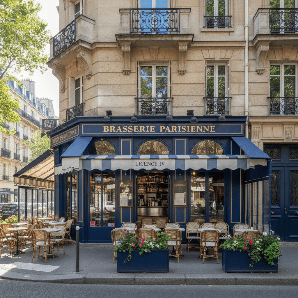 Bar-brasserie 35 couverts à Paris : terrasse - licence IV