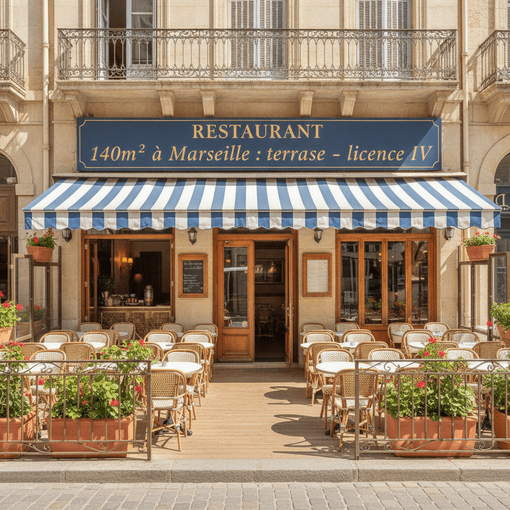 Restaurant 140m² à Marseille : terrasse - licence IV