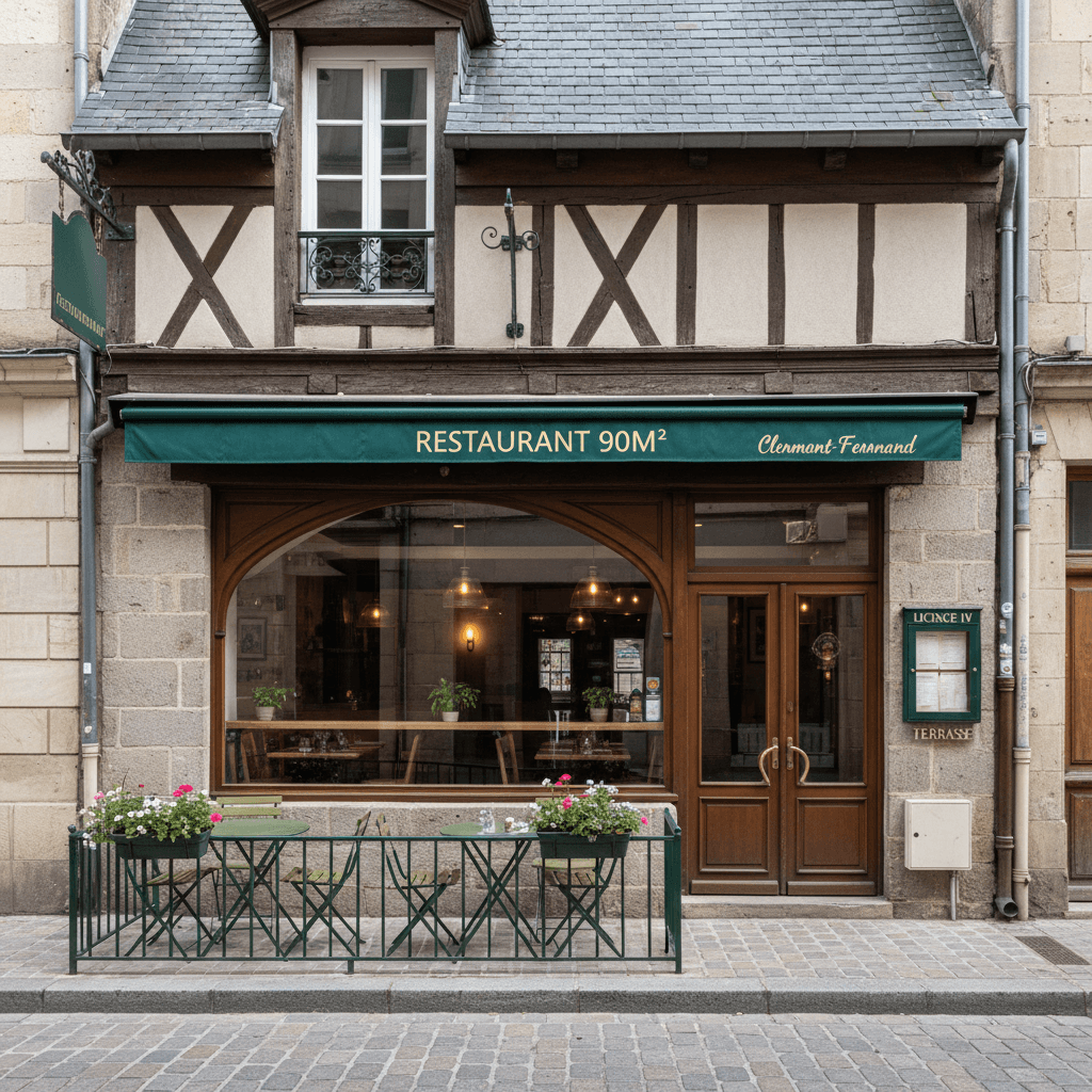 Restaurant 90m² à Clermont-Ferrand : terrasse - licence IV