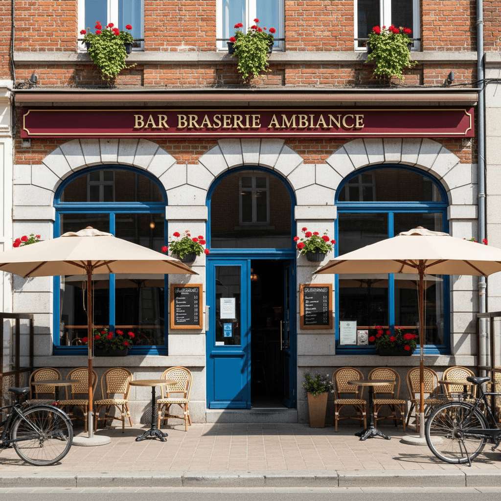 Bar-brasserie 150m² à Lille : terrasse - licence IV