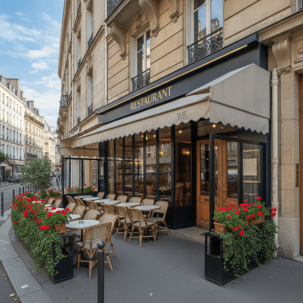 Restaurant 34 couverts à Paris : terrasse - licence IV