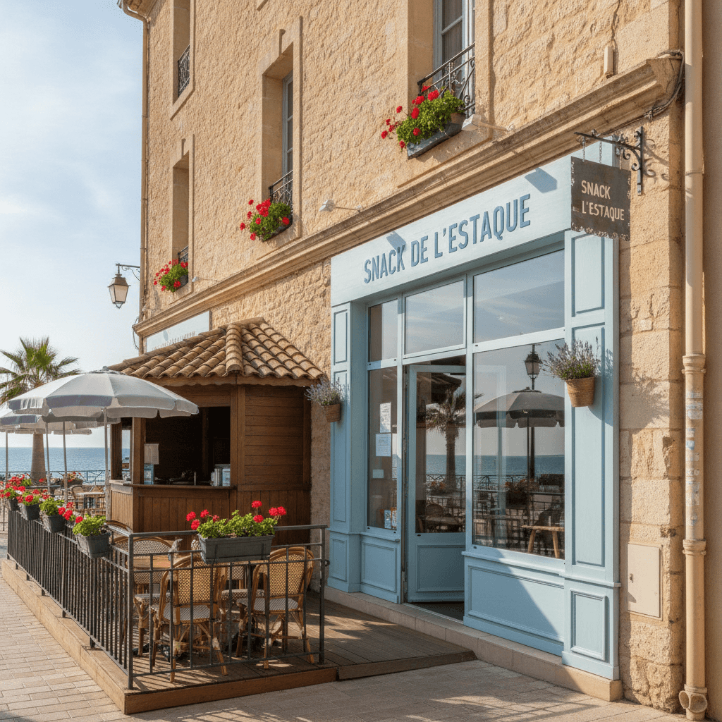 Snack 100m² à Marseille : terrasse - licence IV