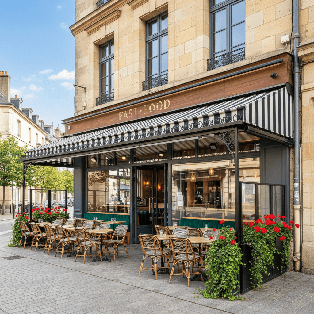 Fast-food 62m² à Rennes : terrasse - extraction