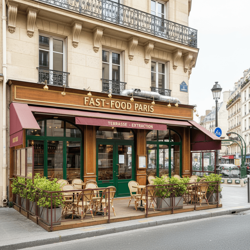 Fast-food 413m² à Paris : terrasse - extraction en liquidation judiciaire