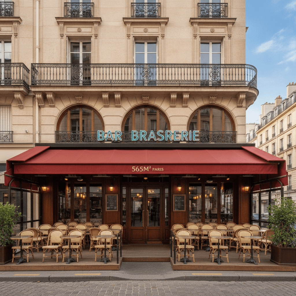 Bar-brasserie 565m² à Paris : terrasse - licence IV en liquidation judiciaire