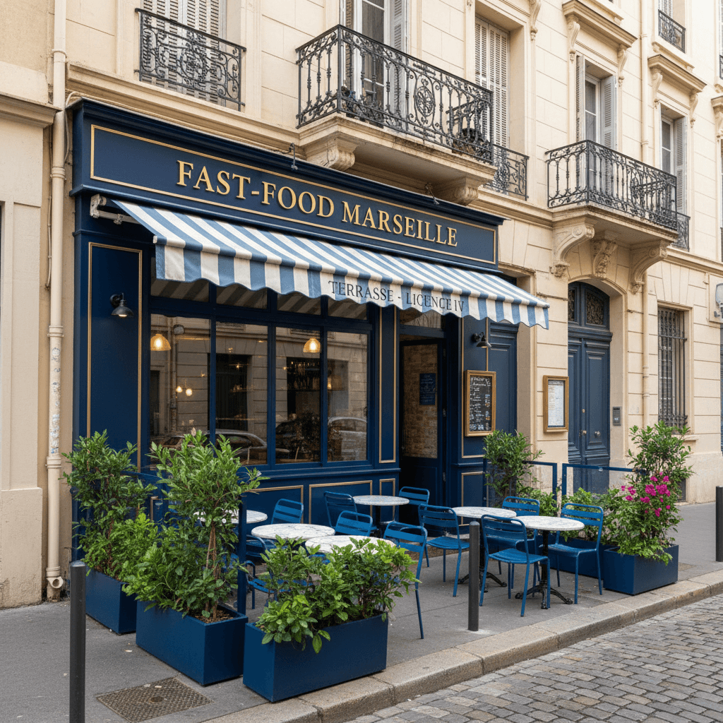 Fast-food 65m² à Marseille : terrasse - licence IV