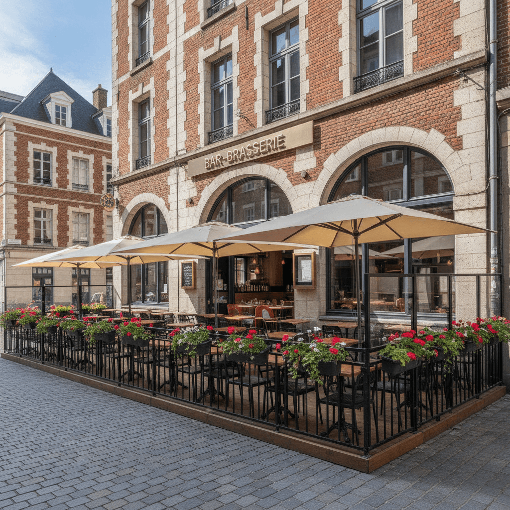 Bar-brasserie 170m² à Lille : terrasse - licence IV