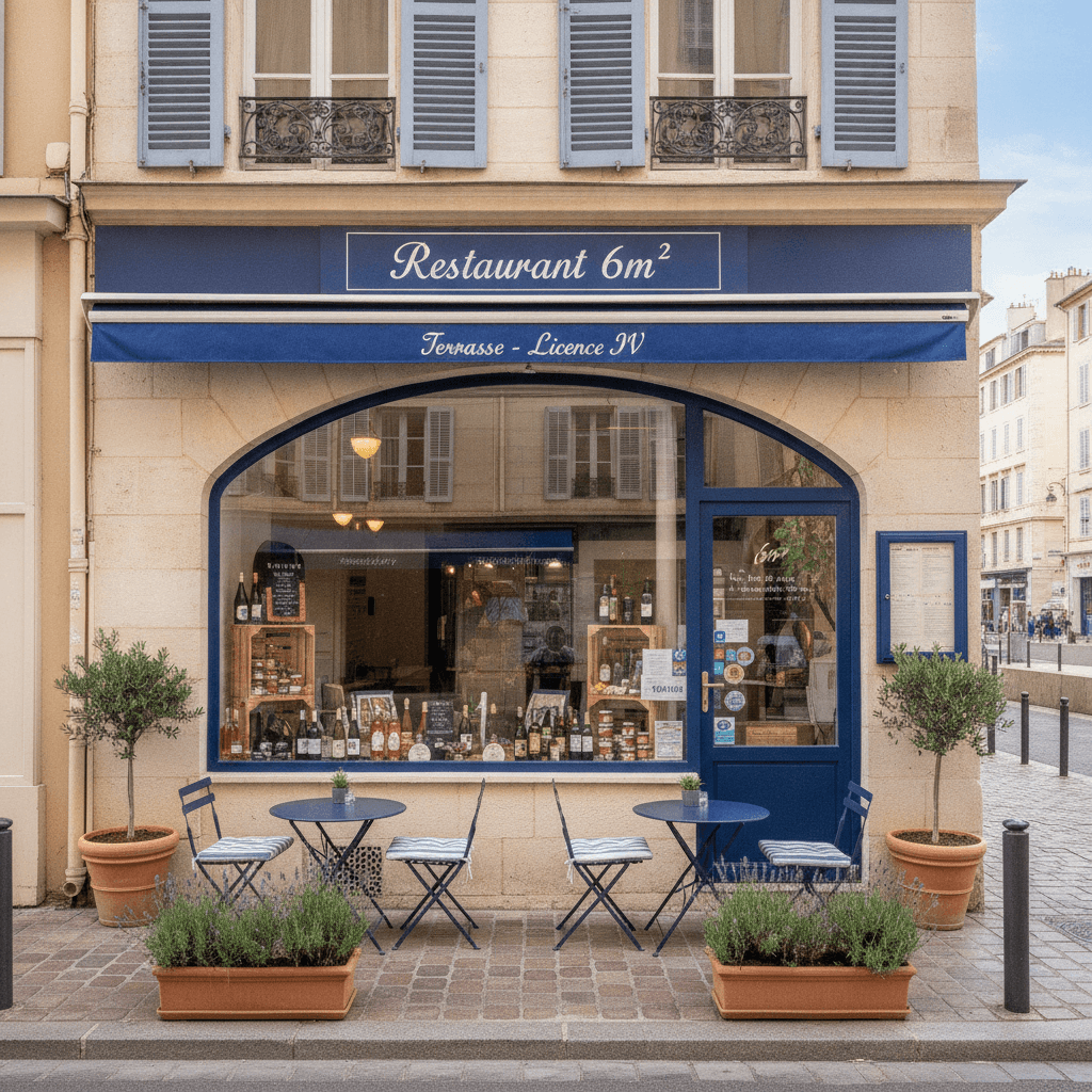 Restaurant 6m² à Marseille : terrasse - licence IV
