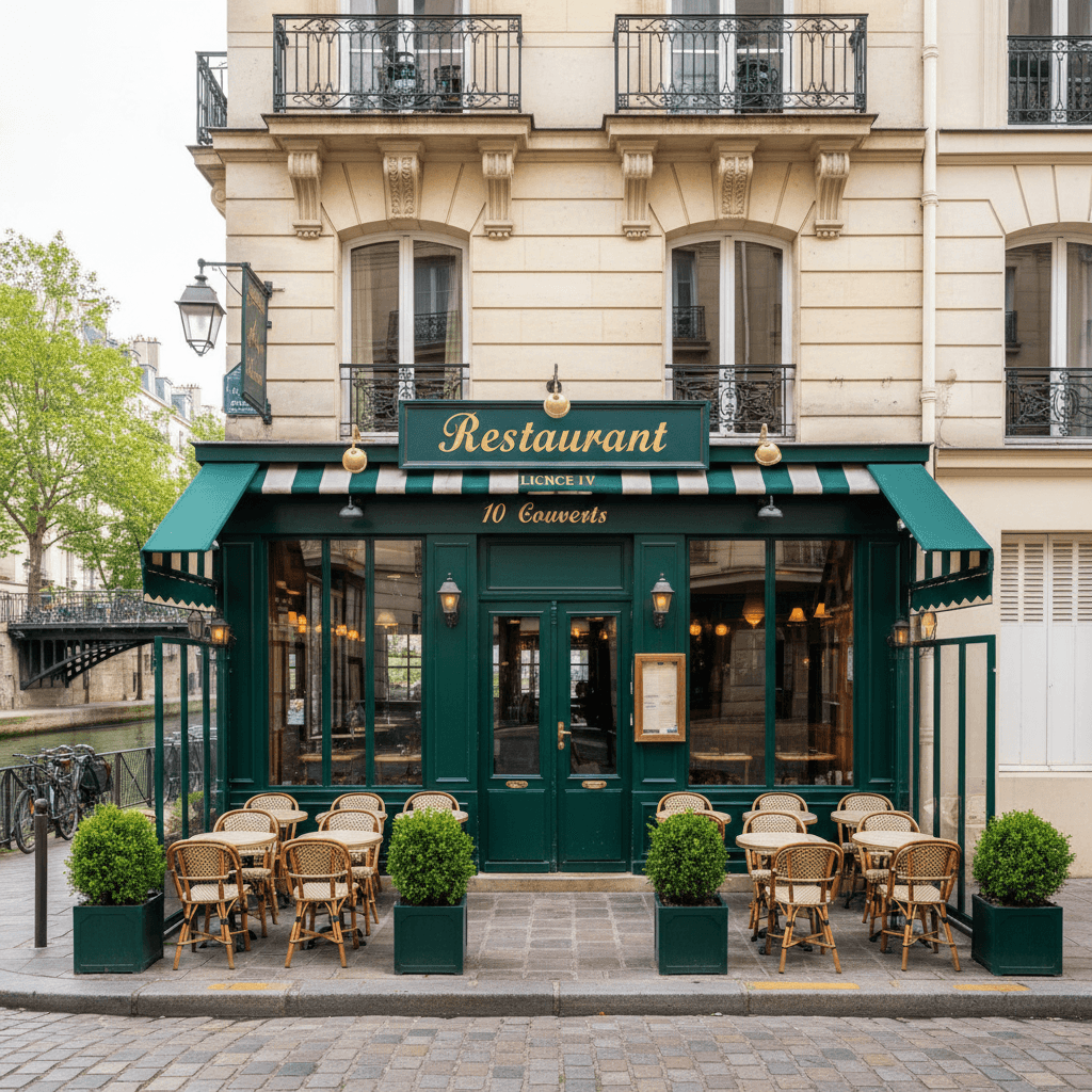 Restaurant 10 couverts à Paris : terrasse - licence IV