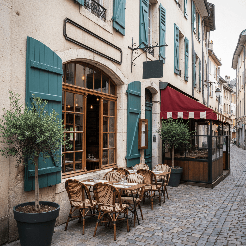 Restaurant 23m² à Annecy : terrasse - cave/réserve
