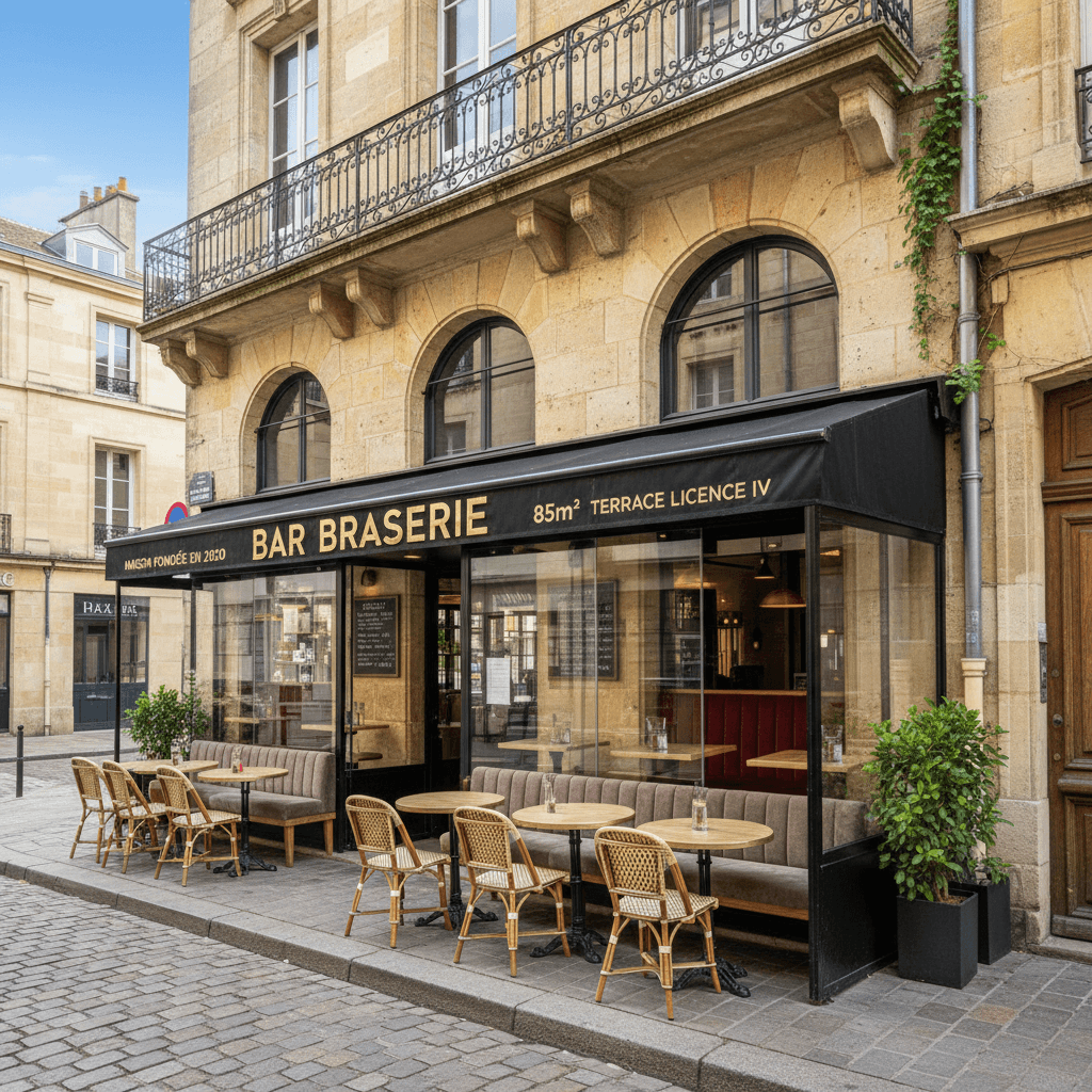 Bar-brasserie 85m² à Bordeaux : terrasse - licence IV