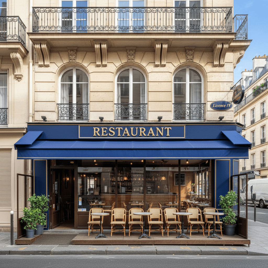 Restaurant 24 couverts à Paris : terrasse - licence IV